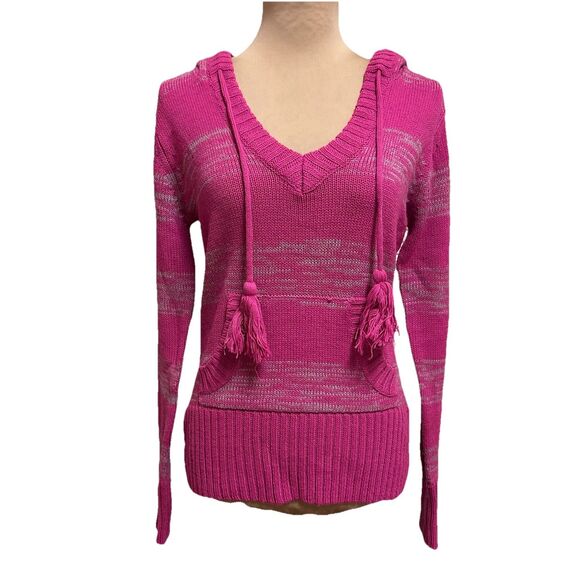 VTG Ocean Pacific OP Stripe L/Sleeve Pink Gray Hoodie Sz L(Girl) Y2K Beach Vibes - Picture 2 of 9